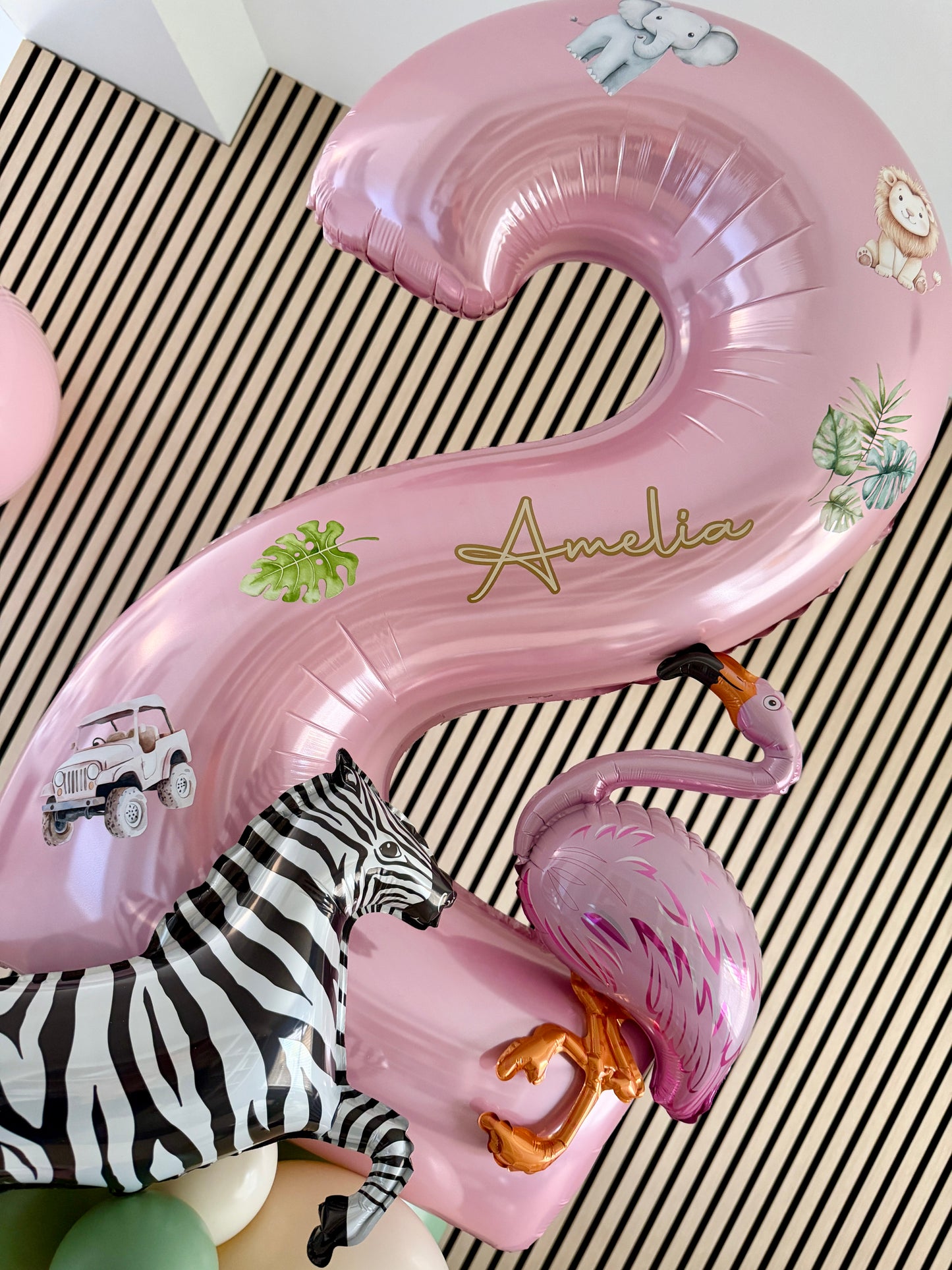 TWO WILD NUMBER STACK WITH MATCHING DECO BUBBLE & HELIUM BALLOONS