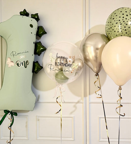 PERSONALISED DINOSAUR HELIUM BALLOON SET (AGES 1-3)