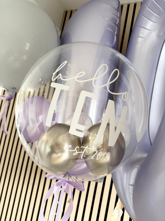 PERSONALISED "HELLO" AGE BALLOON FILLED DECO BUBBLE