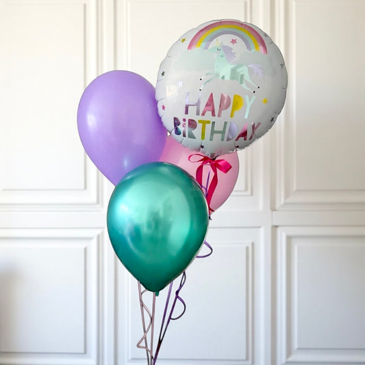 PERSONALISED DOUBLE BALLOON STACK WITH HELIUM BALLOONS TO MATCH