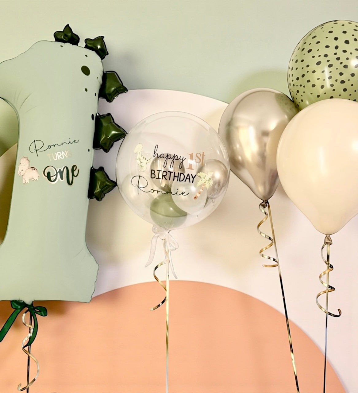 PERSONALISED DINOSAUR HELIUM BALLOON SET (AGES 1-3)