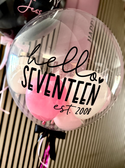 PERSONALISED "HELLO" AGE BALLOON FILLED DECO BUBBLE