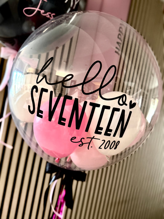 PERSONALISED "HELLO" AGE BALLOON FILLED DECO BUBBLE