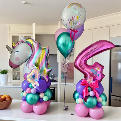 PERSONALISED DOUBLE BALLOON STACK WITH HELIUM BALLOONS TO MATCH