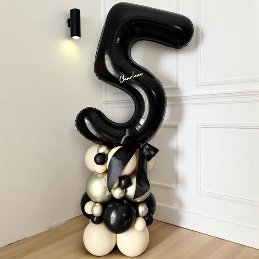 4 TIER PERSONALISED BALLOON STACK WITH SILK BOW